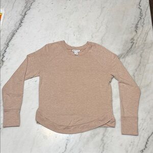 Athleta Blush Tan Scoop Hem Crewneck Sweater